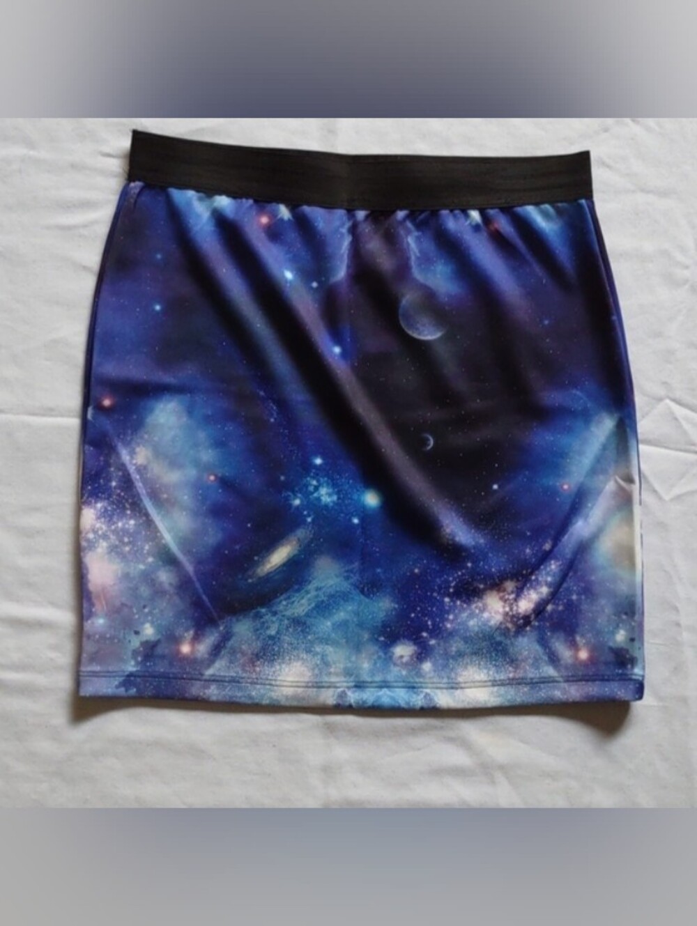 Mezzanine Galaxy Print Bodycon Mini Skirt Space Celestial Nebula Y2K Festival Lg